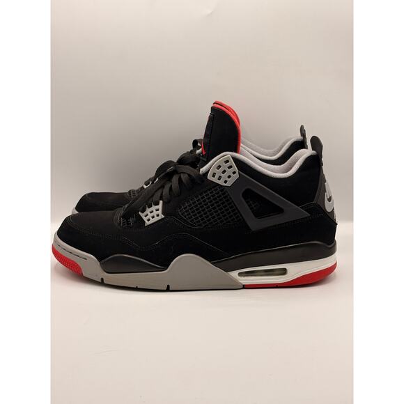 NIKE Air Jordan 4 Retro Bred Sneakers Black/Fire Red Cement Sz 12 308497-060 main image 7